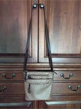 Giana Bernini Crossbody Bag in Faux Ostrich with Adjustable 48”Strap
